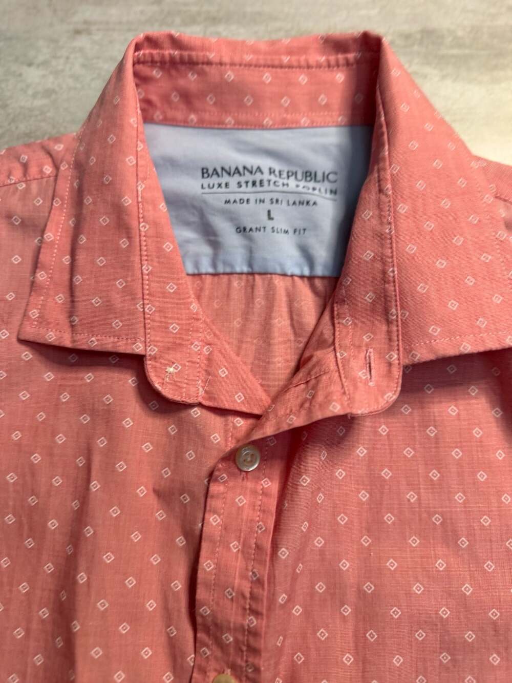 Banana Republic Short Sleeve Luxe Stretch Poplin Grant Slim Fit Button Down Shir